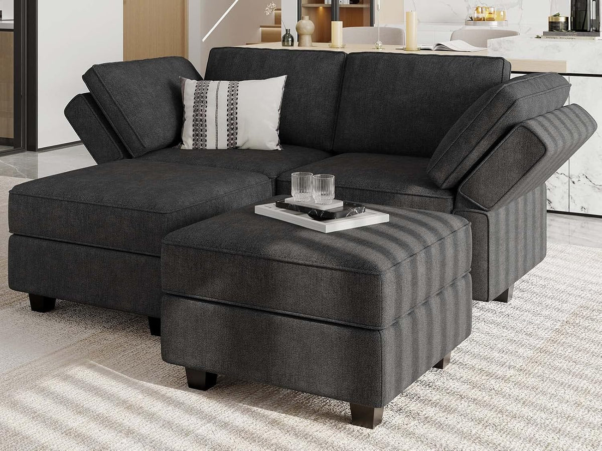 Bellfin Modular Sectional Sleeper Sofa Convertible Sofas with Storage Ottomans Small Sectional