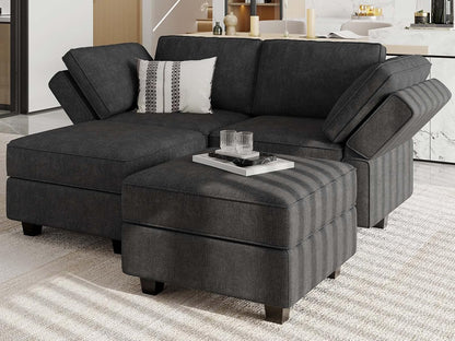 Bellfin Modular Sectional Sleeper Sofa Convertible Sofas with Storage Ottomans Small Sectional