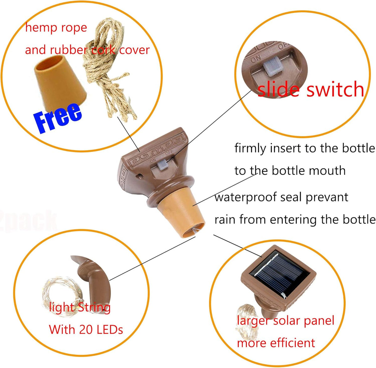 YJFWAL Upgraded 12 Pack Solar Wine Bottle Lights, 20 LEDs Waterproof Copper Light, Bottle Light