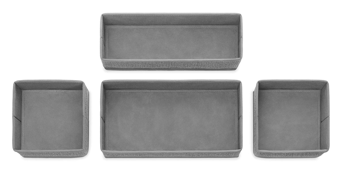 Whitmor 6283-9871 Set of 4-Crosshatch Gray Drawer Organizer
