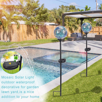 VCUTEKA Mosaic Solar Light, Solar Garden Decorative Lights Outdoor Waterproof LED Pathway Stake
