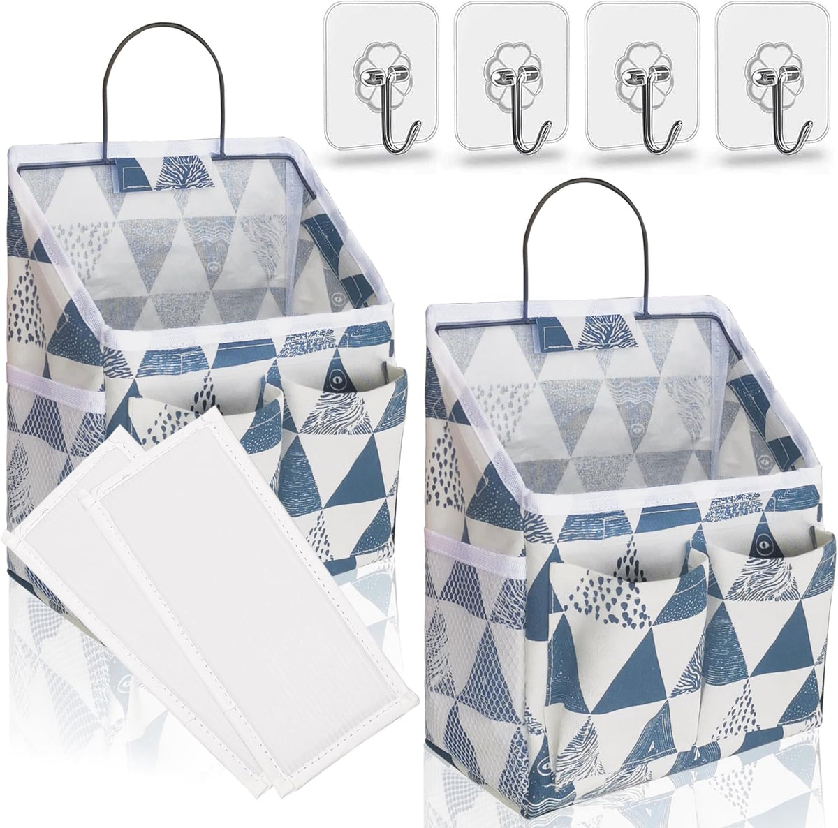 2pcs Small Wall Hanging Organizer Bag, Linen Fabric Door Hanging Storage Basket with Pockets