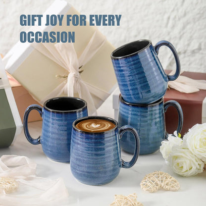 Hasense Coffee Mugs Set of 6, 12 Ounce Coffee Cups Set with Handle, Ceramic Tea Mugs for Kitchen