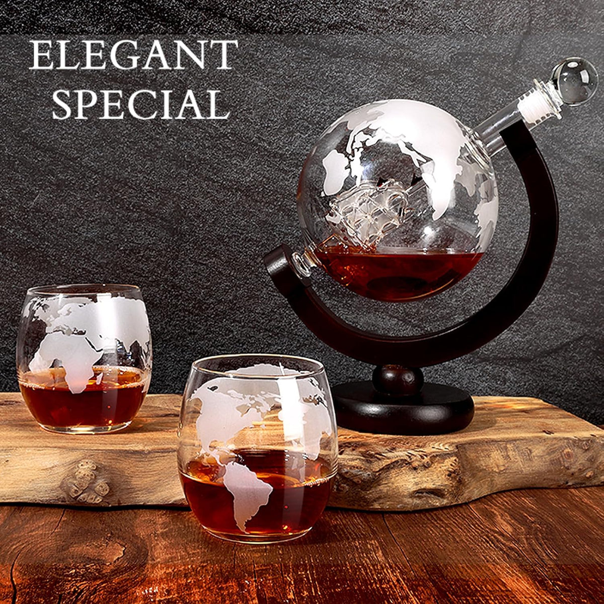 Whiskey Decanter for Men, Whiskey Globe Decanter for Liquor, Bourbon, Vodka, Cocktails, Scotch