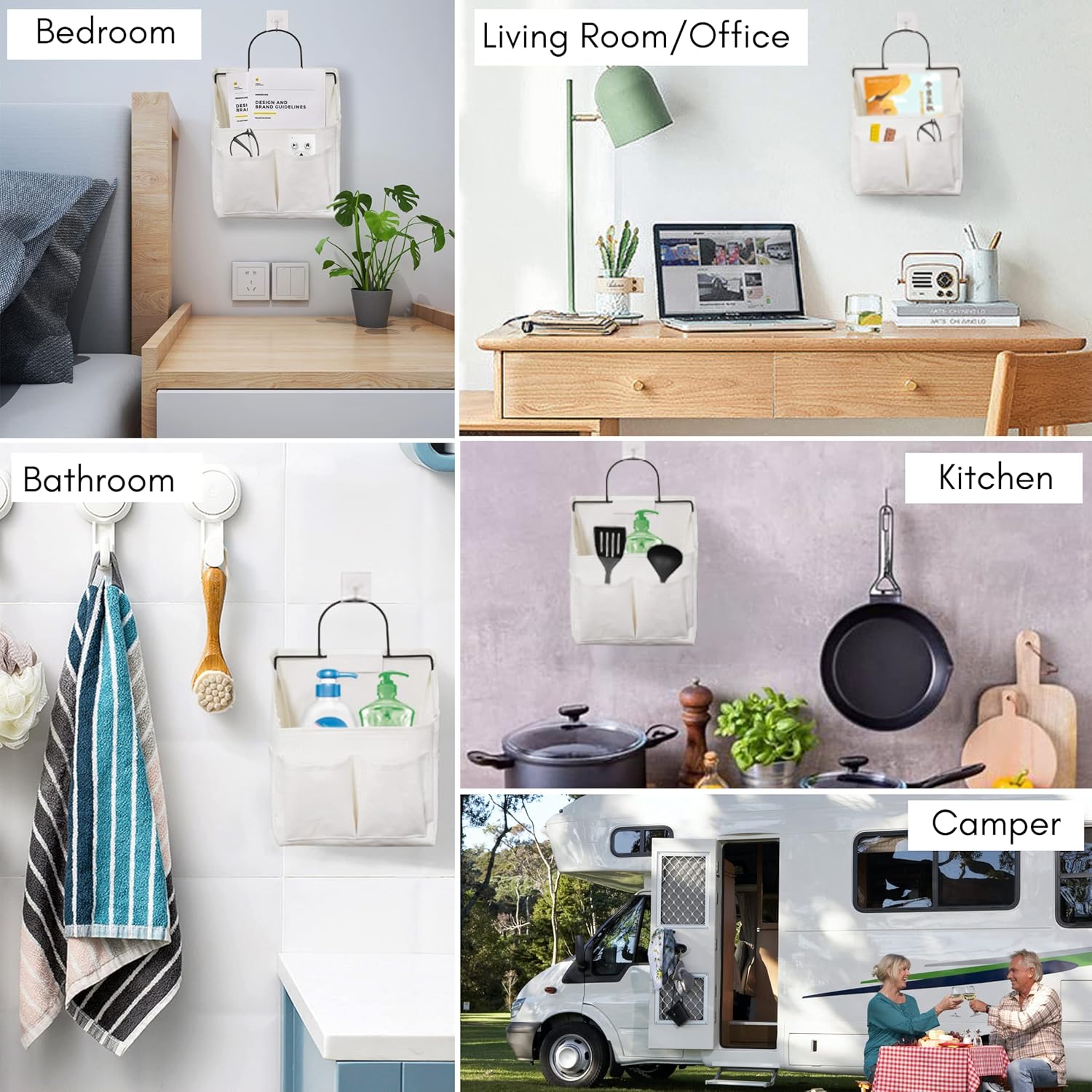 2pcs Small Wall Hanging Organizer Bag, Linen Fabric Door Hanging Storage Basket with Pockets