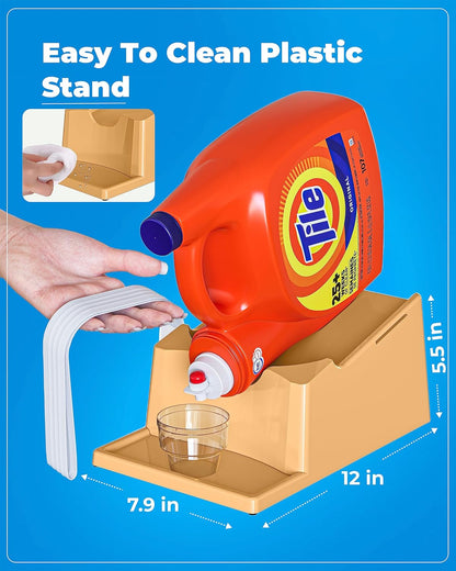 TidyFriend Laundry Detergent Holder Stand with Drip Tray, Laundry Soap Holder with Non-Slip Rubber