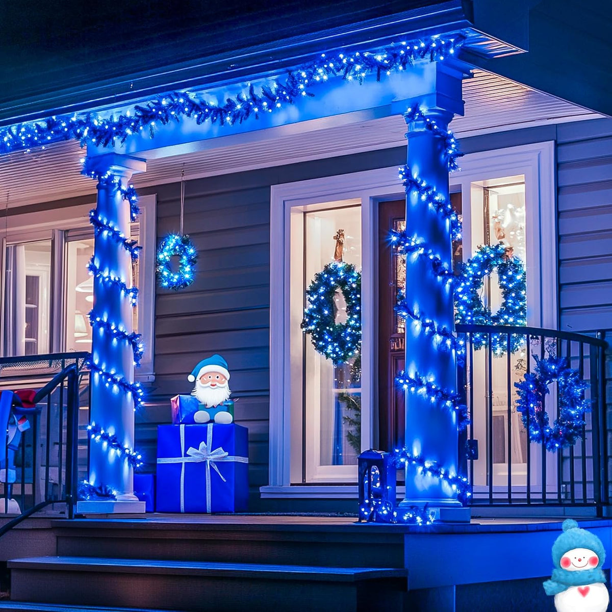 JMEXSUSS Connectable 100 LED Blue Christmas Lights Clear Wire, 8 Modes Blue Christmas Tree Lights