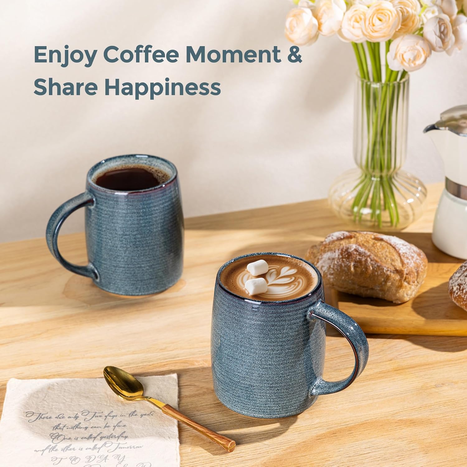 GBHOME Large Coffee Mugs Set of 6, 18oz Handmade Ceramic Coffee Mugs Set with Gradient color for