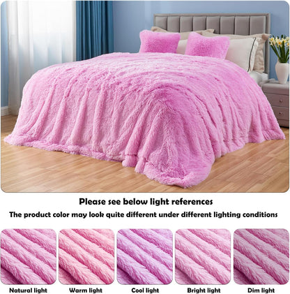 GONAAP Fuzzy Faux Fur Throw Blanket Light Pink Super Soft Cozy Plush Fuzzy Shaggy Blanket for Couch