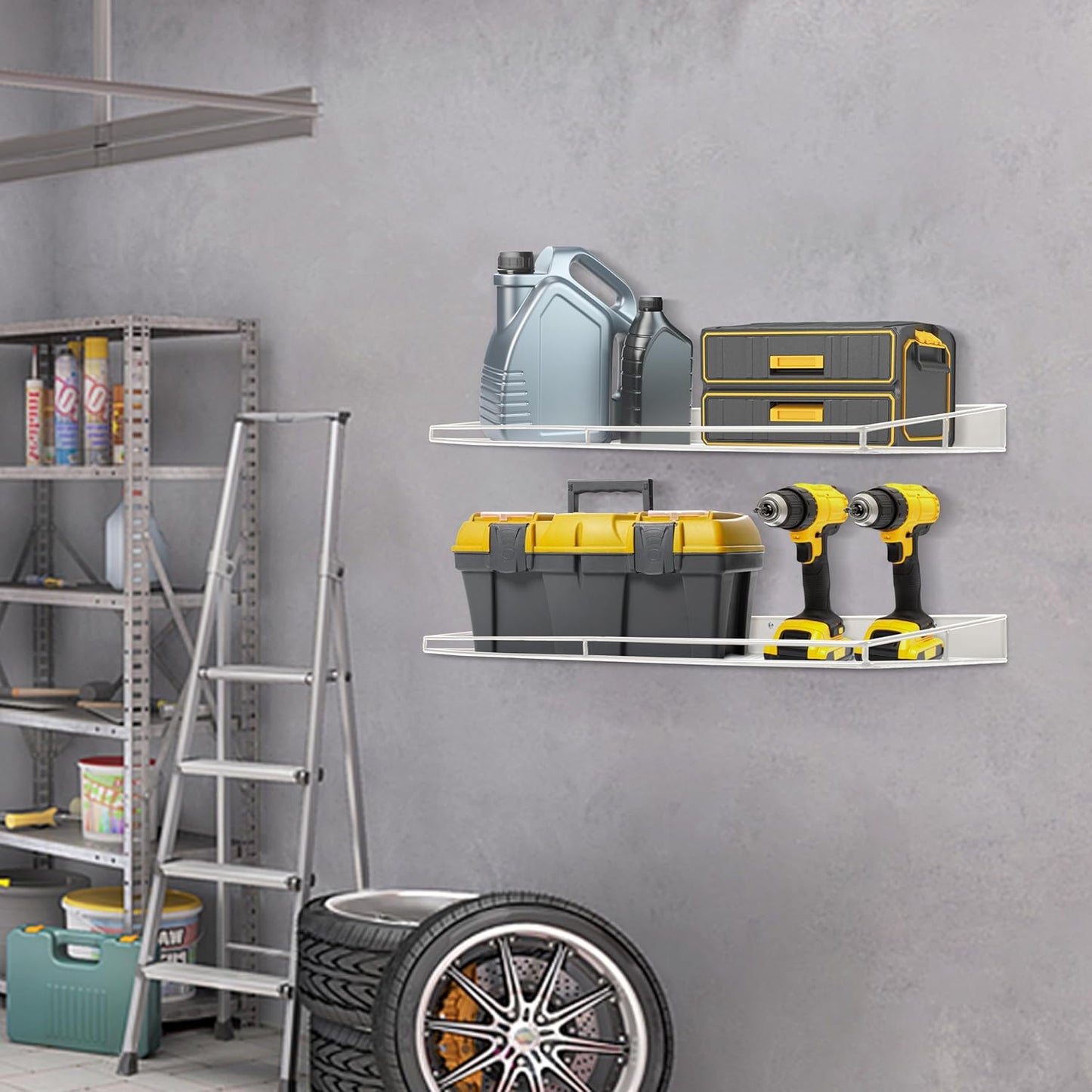 RedCall Heavy-Duty Wall Shelf, 2 Pack Garage Shelf, 23.5" x 12" Large Wall Mounted Shelves for
