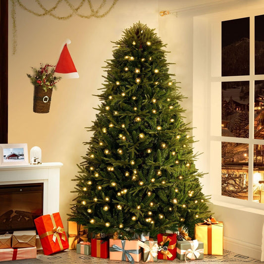 Camden 6.5ft Prelit Artificial Christmas Tree with Foot Pedal, 2041 Branch Tips, 400 Warm Lights