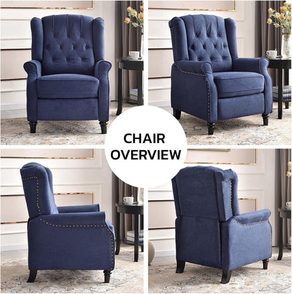 EBELLO 2 Pcs Pushback Recliner Chairs, Fabric Armchair Push Back Recliner with Rivet Decoration