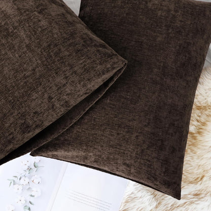 CaliTime Throw Pillow Covers Decorative 20 X 26 Inches Pack of 2 Cozy Chenille Standard Pillow