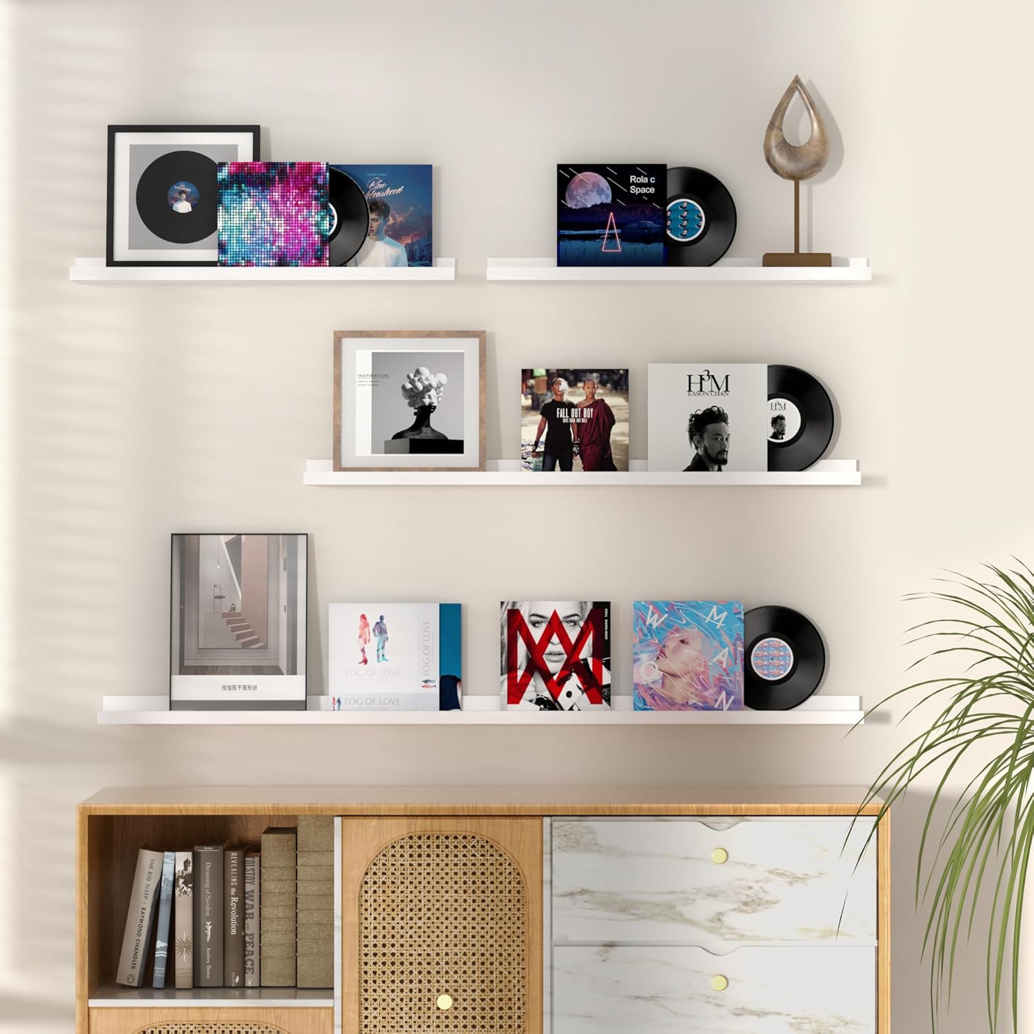 Fun Memories Picture Ledge Shelf, 24 Inch Floating Shelves Set of 2, Nursery Book Shelves for Toys