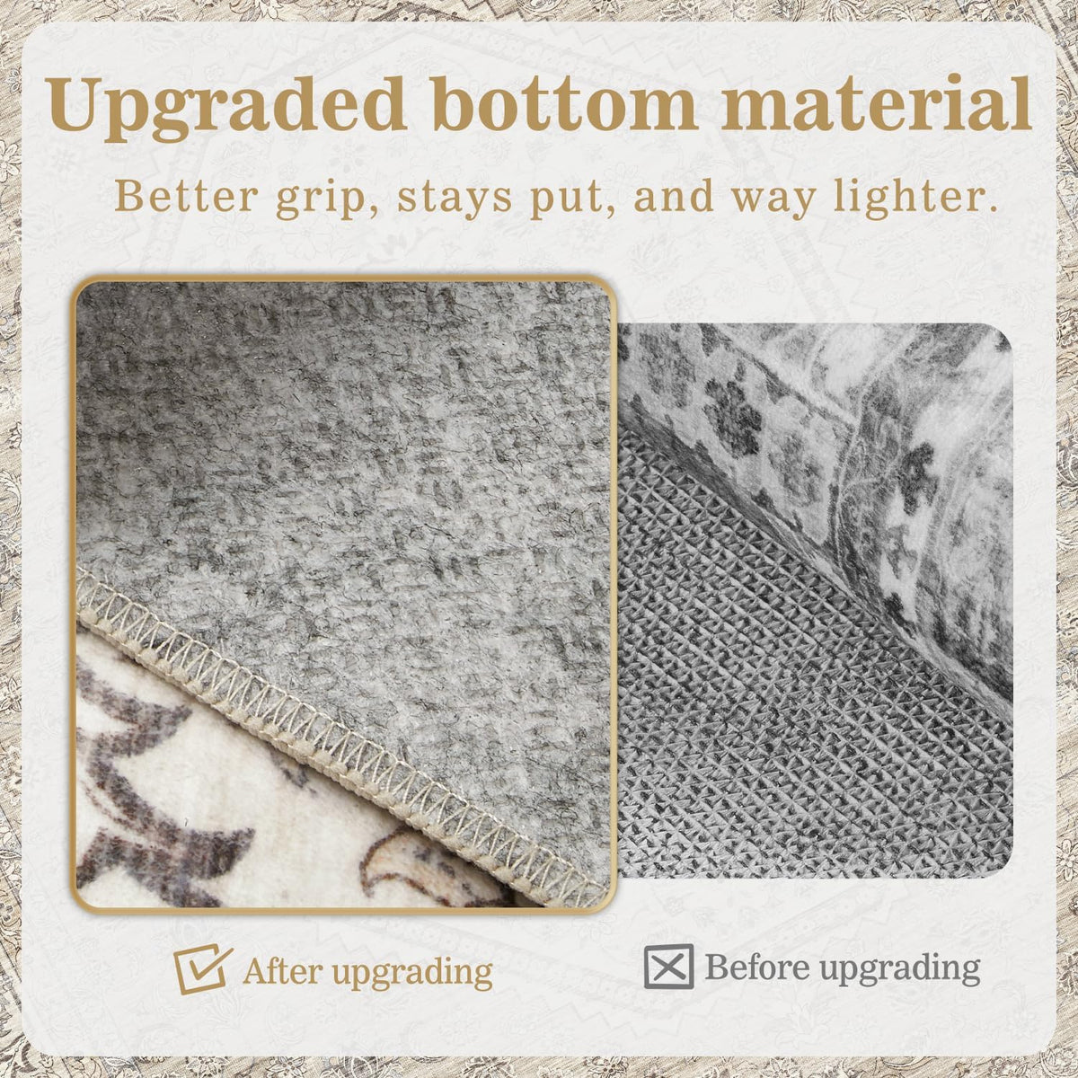 DCX Machine Washable Brown and Beige Area Rug 8x10, Non Slip Stain Resistant Vintage Floral Rug for