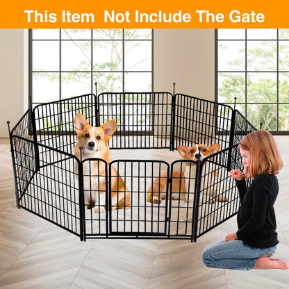 Doorless Garden Fences and Borders for Dogs, 36in(H) 14 Panels Total 31 Ft(L), Black Metal