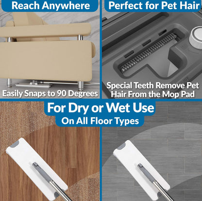X3 Mop, Separates Dirty and Clean Water, 3-Chamber Design, Flat Mop and Bucket Set, Hands Free Home