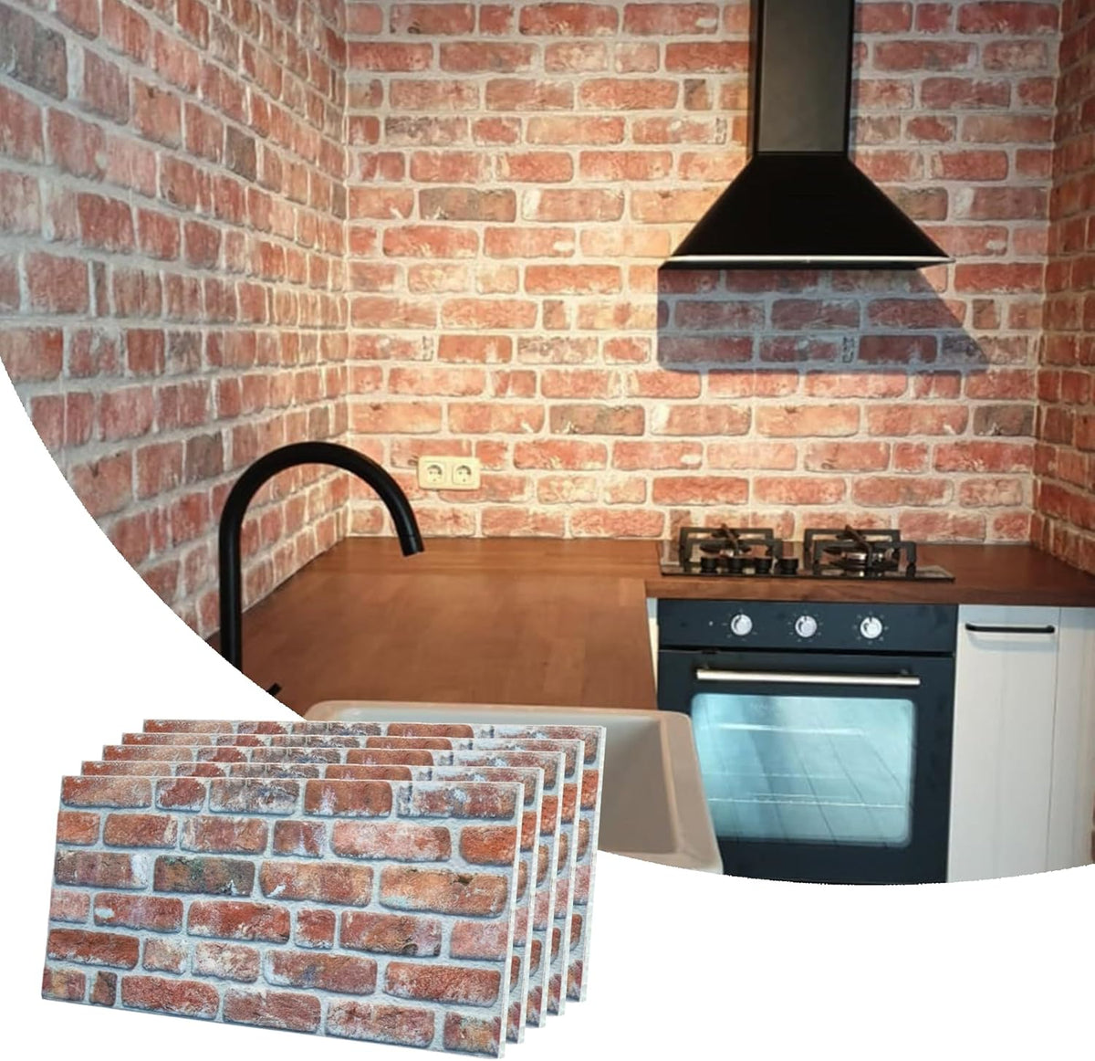 Dundee Deco 3D Wall Panels Faux Brick - Cladding, Red Brown Stone Look Wall Paneling, Styrofoam