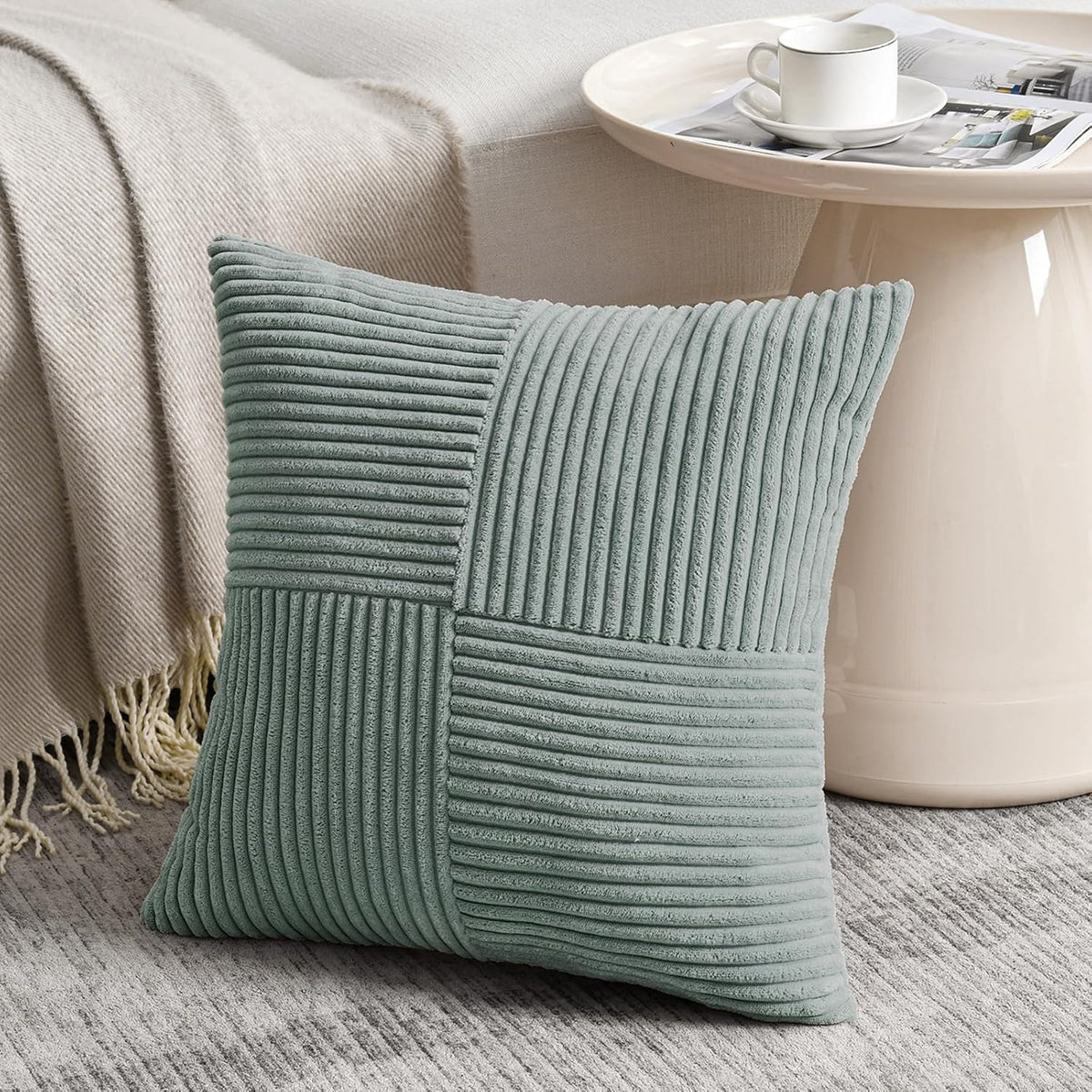 Fancy Homi 2 Packs Grey Blue Euro Decorative Throw Pillow Covers 26x26 Inch for Couch Bed Sofa