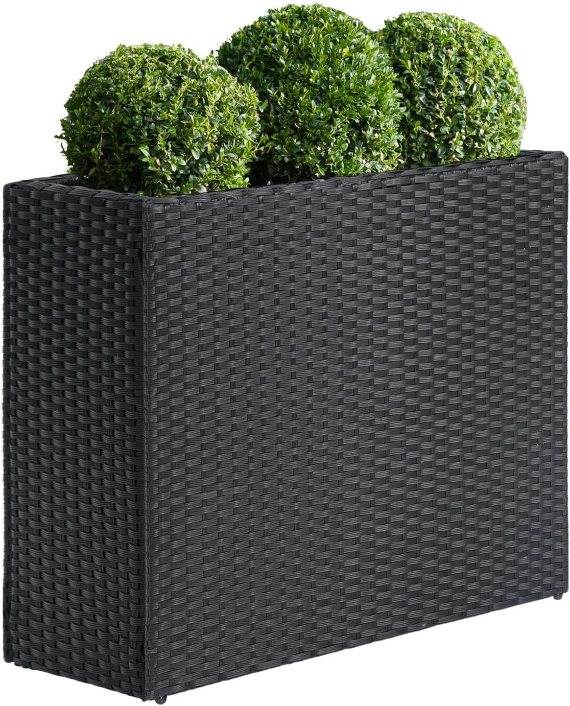 SUNNYPARK Tall Rectangular Planter with Removable Liner, All-Weather PE Rattan Large Modern