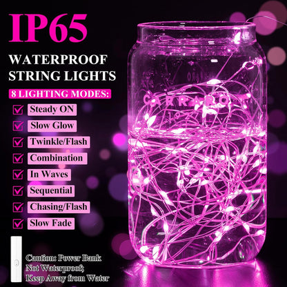 Lakumu Rechargeable String Lights Battery Operated, Fairy Lights with Timer, Mini LED Twinkle