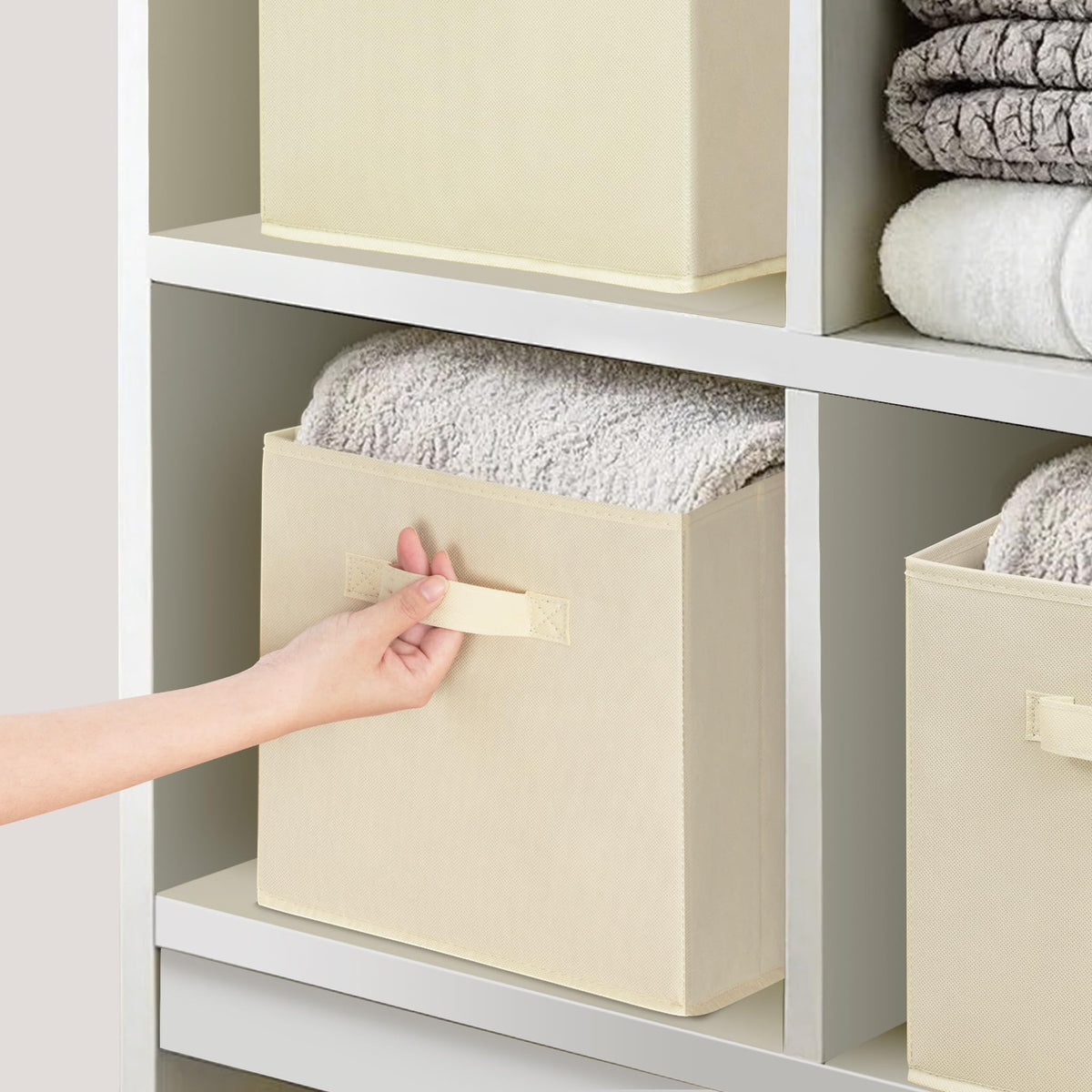 STORAGEIDEAS Storage Bins, 11 Inch Fabric Storage Cubes, Collapsible Cube Storage Box, Fabric