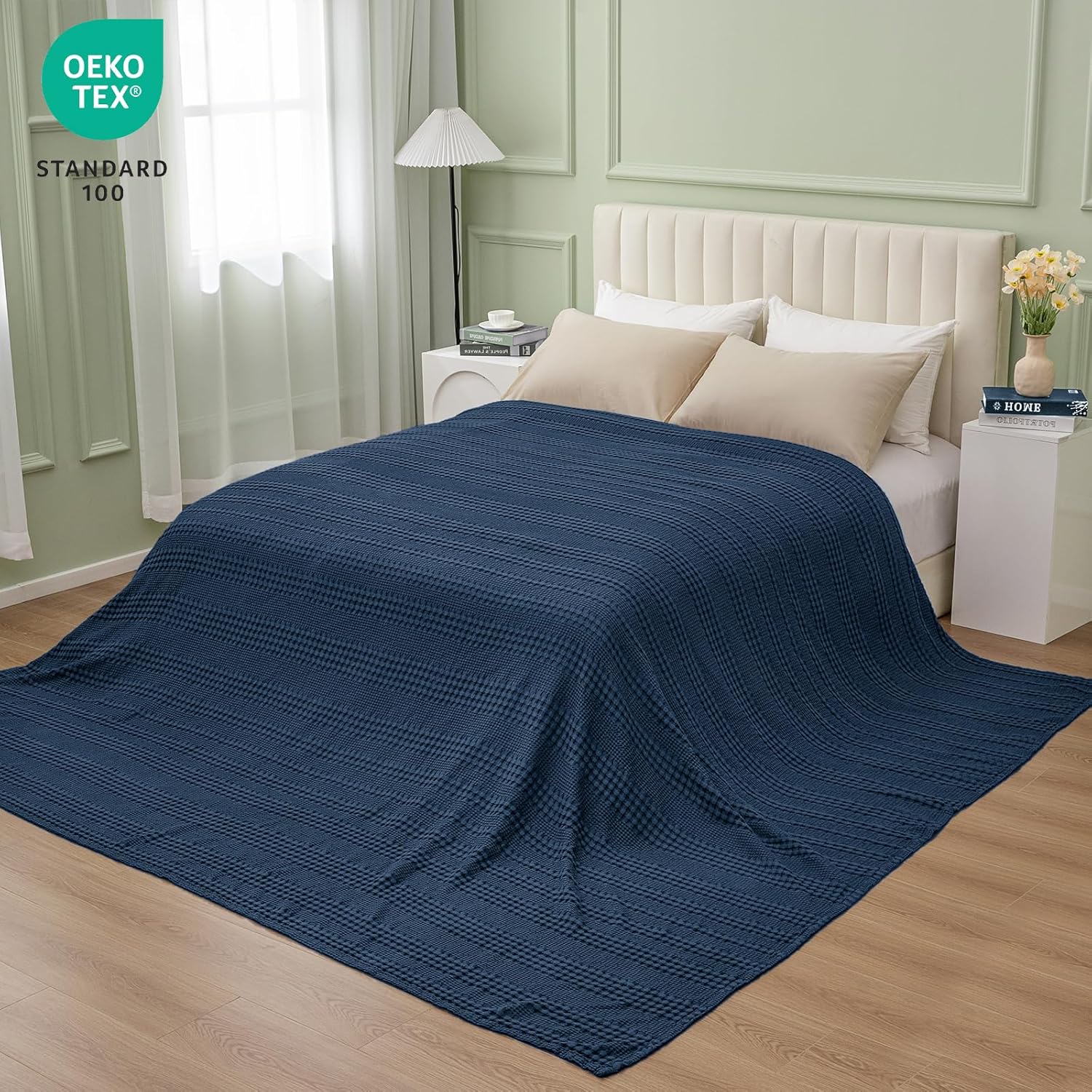 PHF Cooling Waffle Blanket California King Size, Lightweight 60% Rayon Derived from Bamboo & 40%