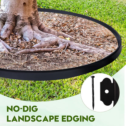No Dig Landscape Edging 2" x 33FT Kit, Plastic Edging for Landscaping with 100 Spikes, for Garden