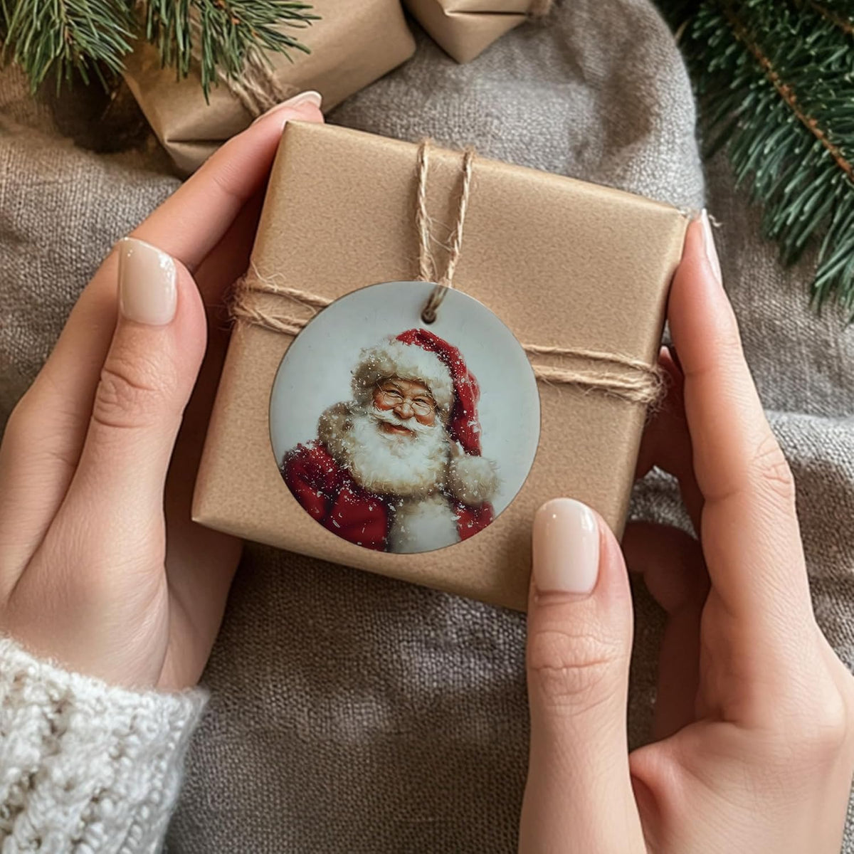 Vintage Christmas Santa Ceramic Ornament Gifts, Retro Christmas Winter Santa Claus Decorative