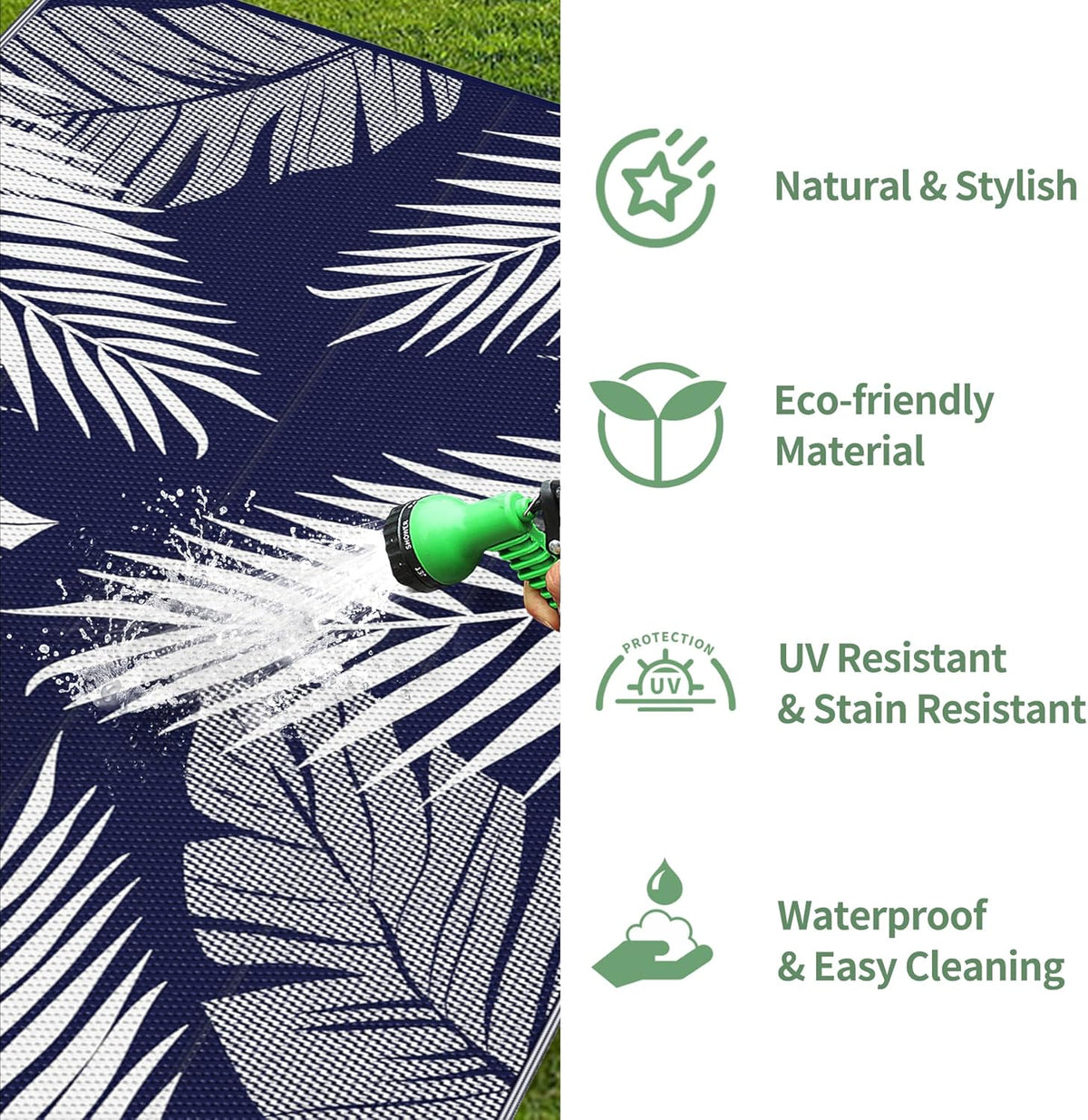 GENIMO Outdoor Rug 2.5' x 8' Waterproof for Patios Clearance, Reversible Outdoor Plastic Straw