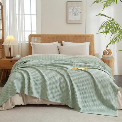 PHF Ultra Soft Waffle Weave Throw Blanket 50"x 60"- Washed Lightweight Breathable Cozy Woven