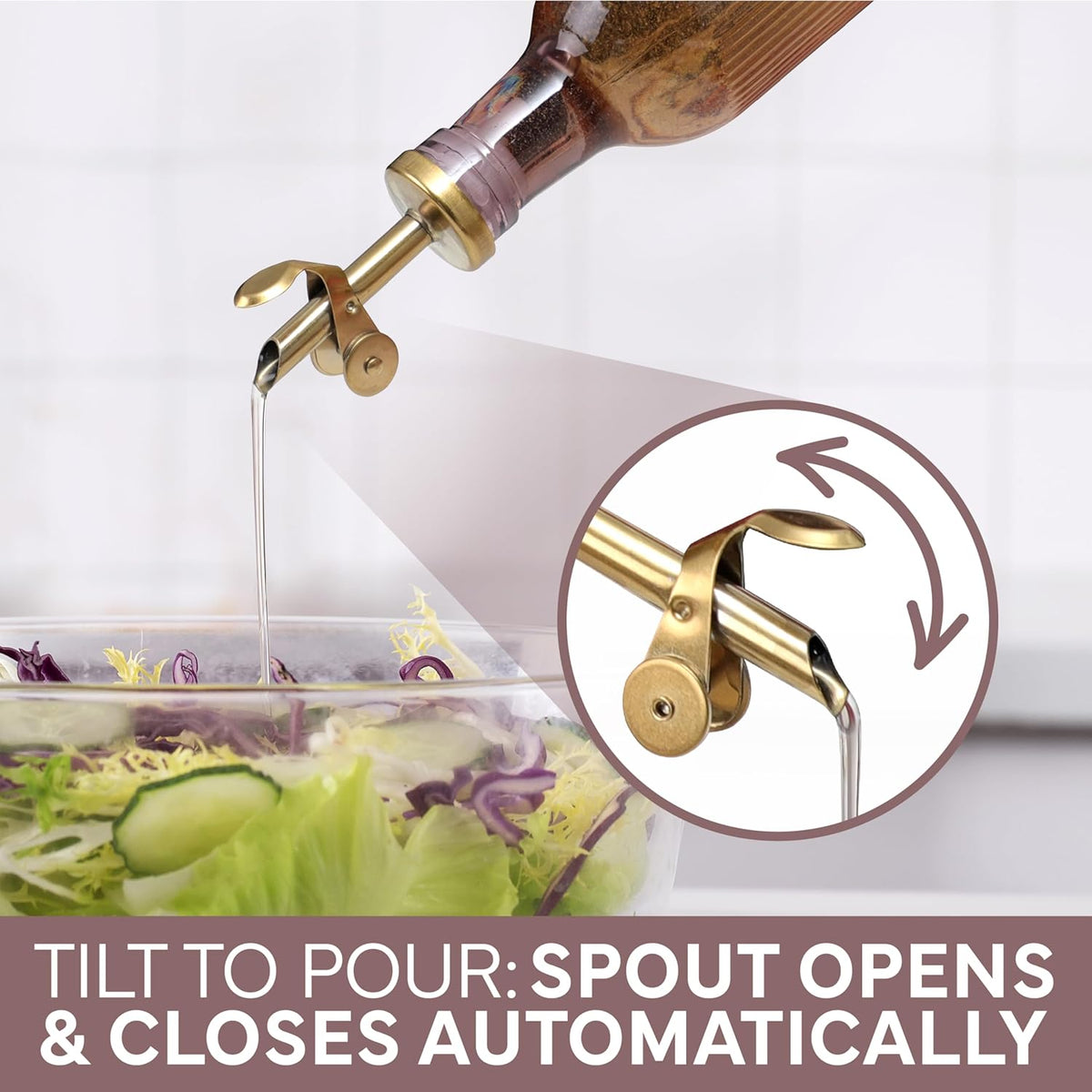COOK WITH COLOR Glass Olive Oil Bottle Dispenser - 2 Pack- 17oz Oil and Vinegar Cruet - Olive Oil