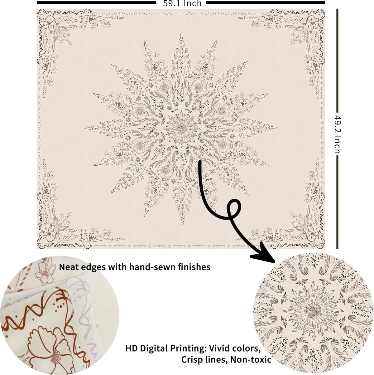 Damanse Floral Tapestry Wall Hanging Cute,Boho Wall Tapestry for Bedroom Aesthetic,Mandala Living