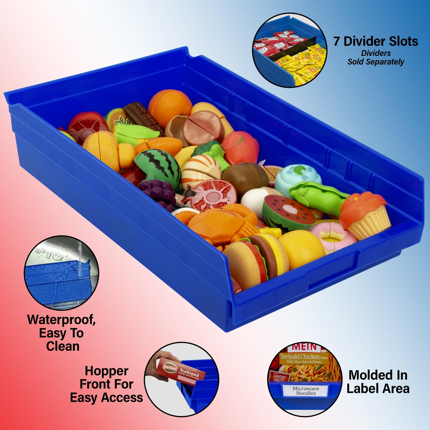 Akro-Mils 30178 Heavy Duty Plastic Shelf Bins, 18"x 11"x 4", Red, 12-Pk