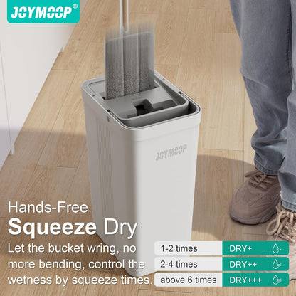JOYMOOP Hands-Free Self-Cleaning Microfiber Mop and Bucket with Wringer Set for Home, Mops for
