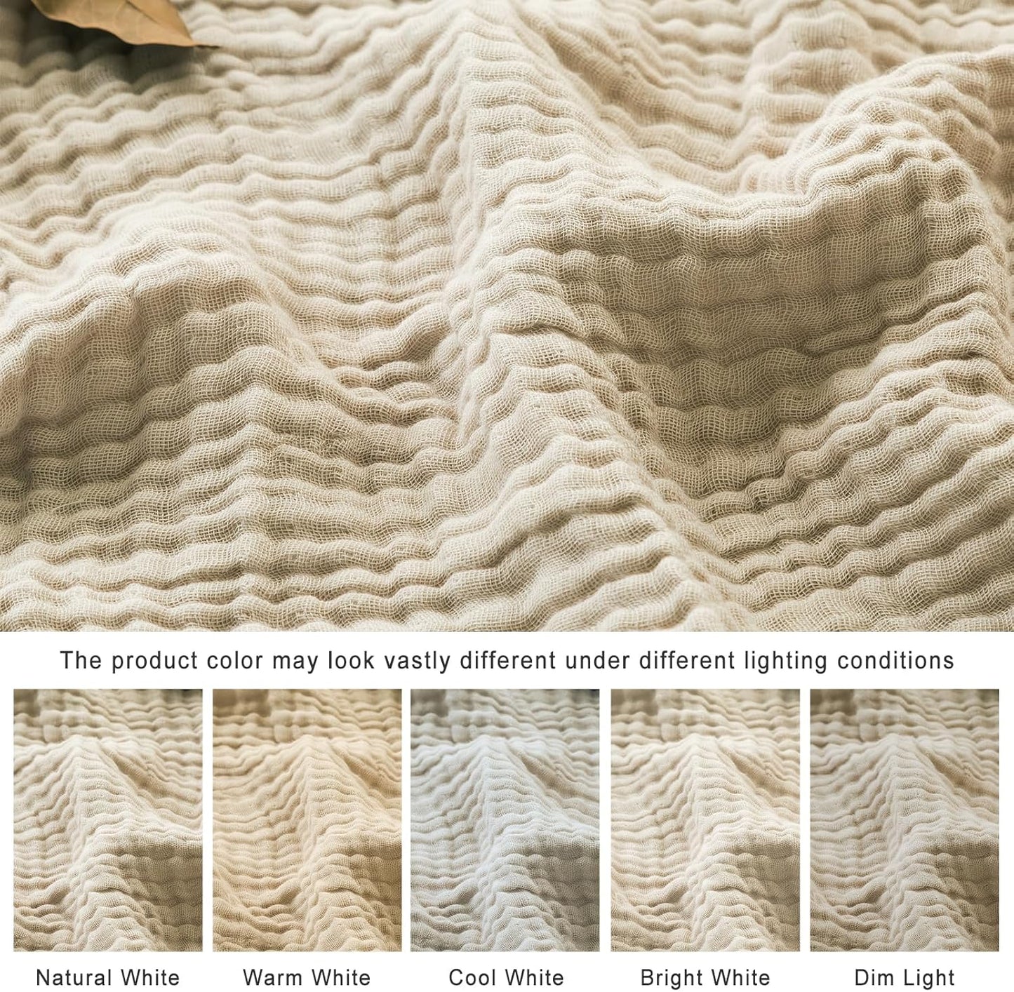 EMME Cotton Throw Blanket for Couch Soft Muslin Blankets 50"x60" Lightweight Breathable Blanket All
