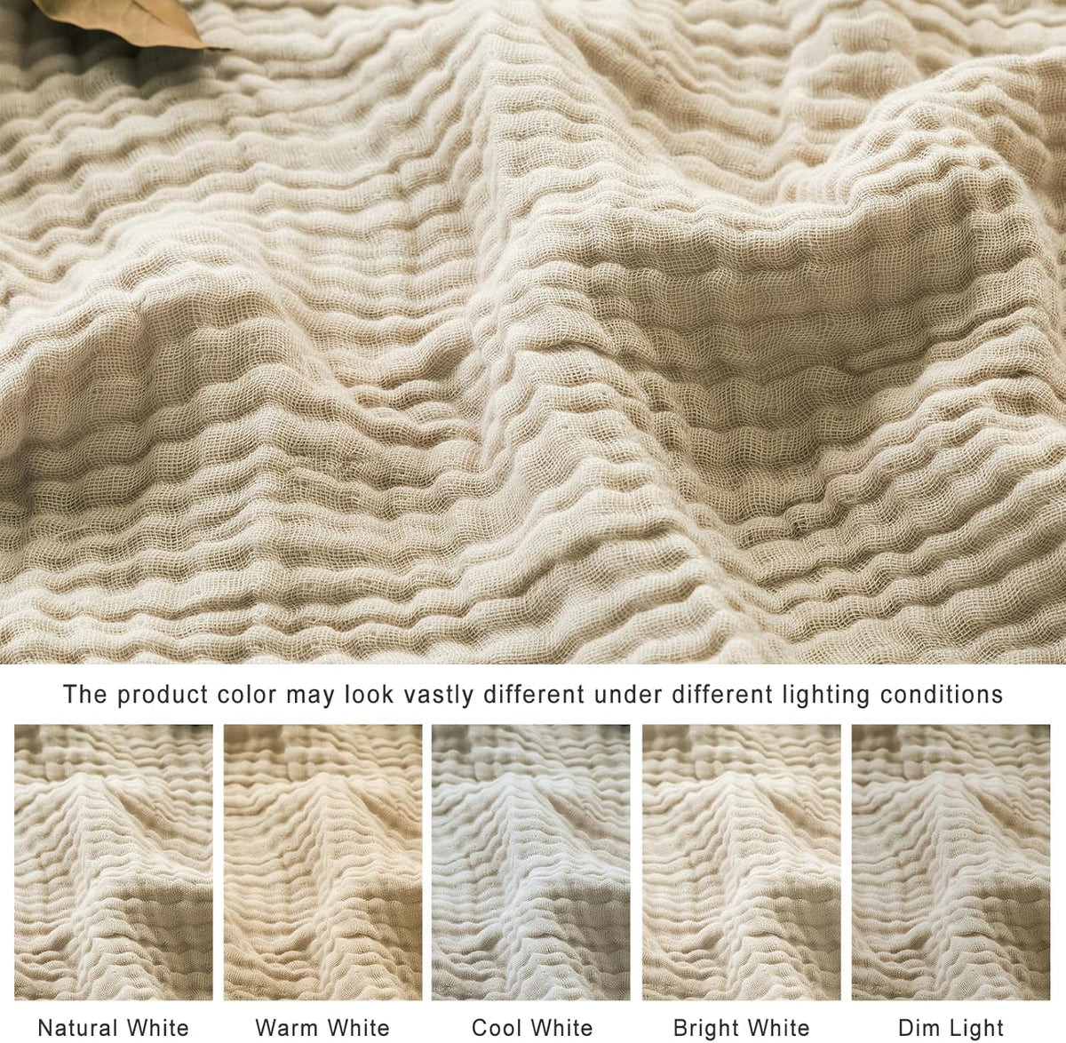 EMME Cotton Throw Blanket for Couch Soft Muslin Blankets 50"x60" Lightweight Breathable Blanket All