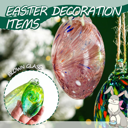 6PCS Hand Blown Glass Egg Ornaments Colorful Hanging Witch Balls Gazing Ball Friendship Ball Decor