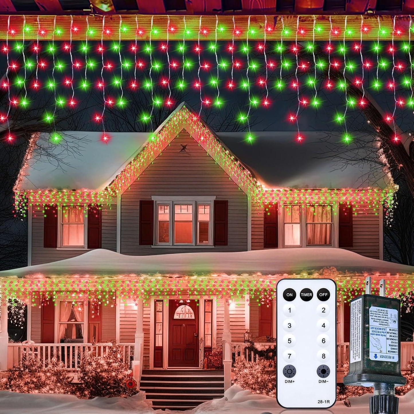 Brightown Icicle Lights Outdoor, 40 FT 432 LED Icicle Christmas Lights with 81 Drops,8 Modes