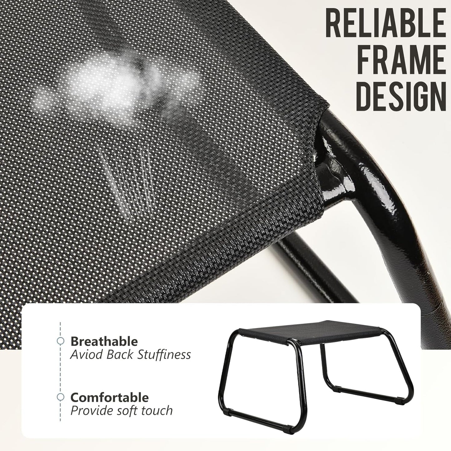 Outdoor Ottomans,Patio Foot Rest Portable Side Table Solid Steel Frame Small Seat All Weather