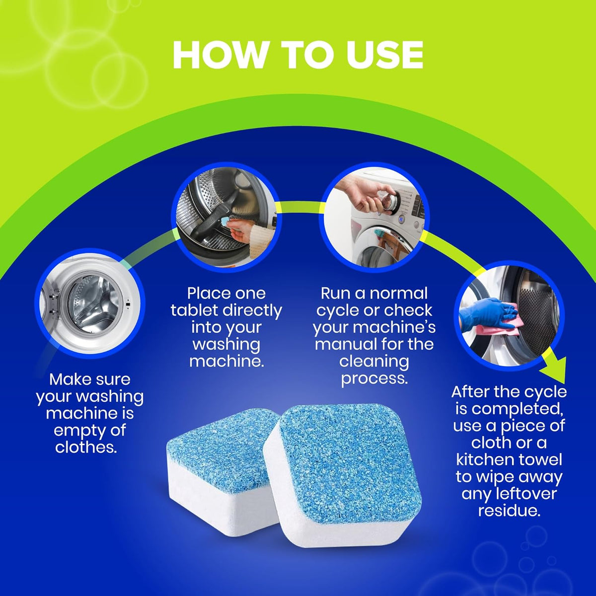Washing Machine Cleaner Tablets – 25-Pack Deep Cleaning for Front Loader, Top Load & HE Washers
