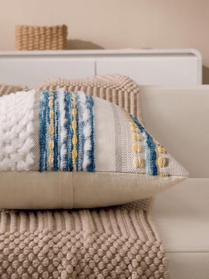 Boho Chenille Tufted Couch Throw Pillow Covers 18x18 Inch Set of 2 Farmhouse Striped Decorative
