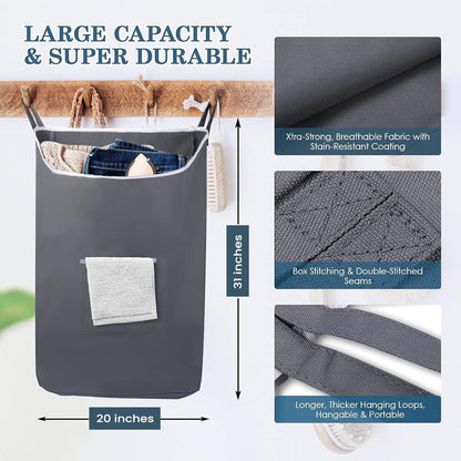 The Fine Living Co. X-Large Hanging Laundry Hamper with Over Door Hooks & Adhesive, Durable Space