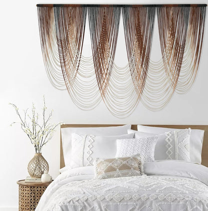 IOWER Macrame Wall Hanging Brown Dip-Dyed Large Macrame Wall Decor For Living Room Boho Fiber Art