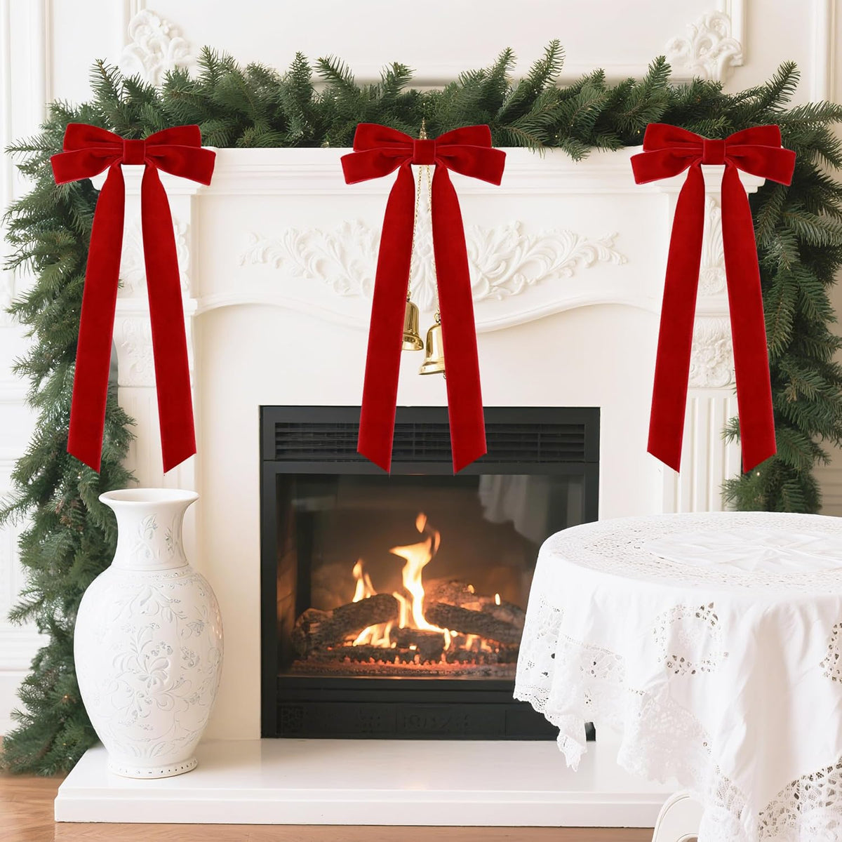 Senjie Velvet Large Christmas Bows for Staircase Garland Wreath, 20in x 8in Vintage Ribbon Bows