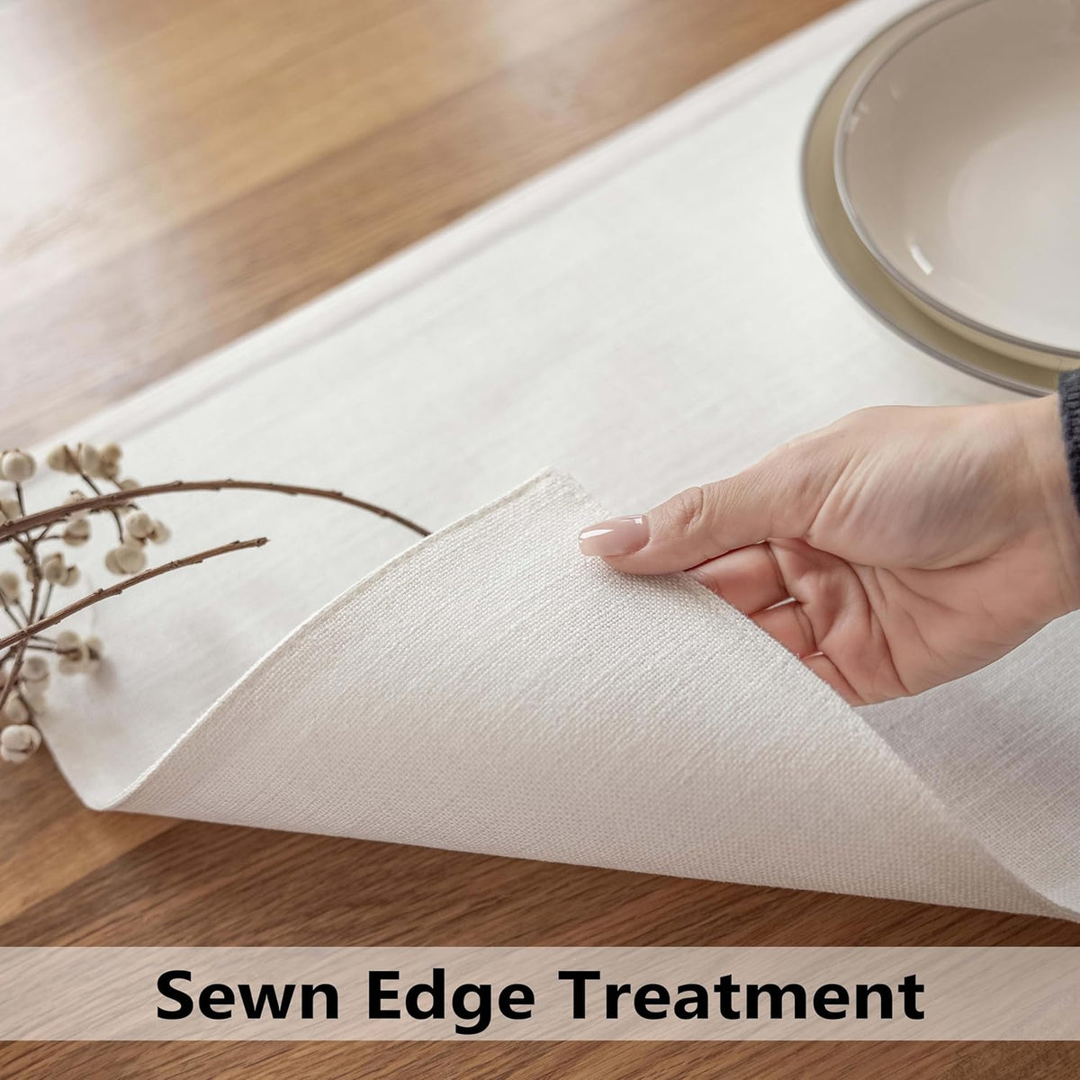 Demetex White Placemats Set of 6 Heat Resistant Linen Place Mats Washable Dining Table Plate Mat