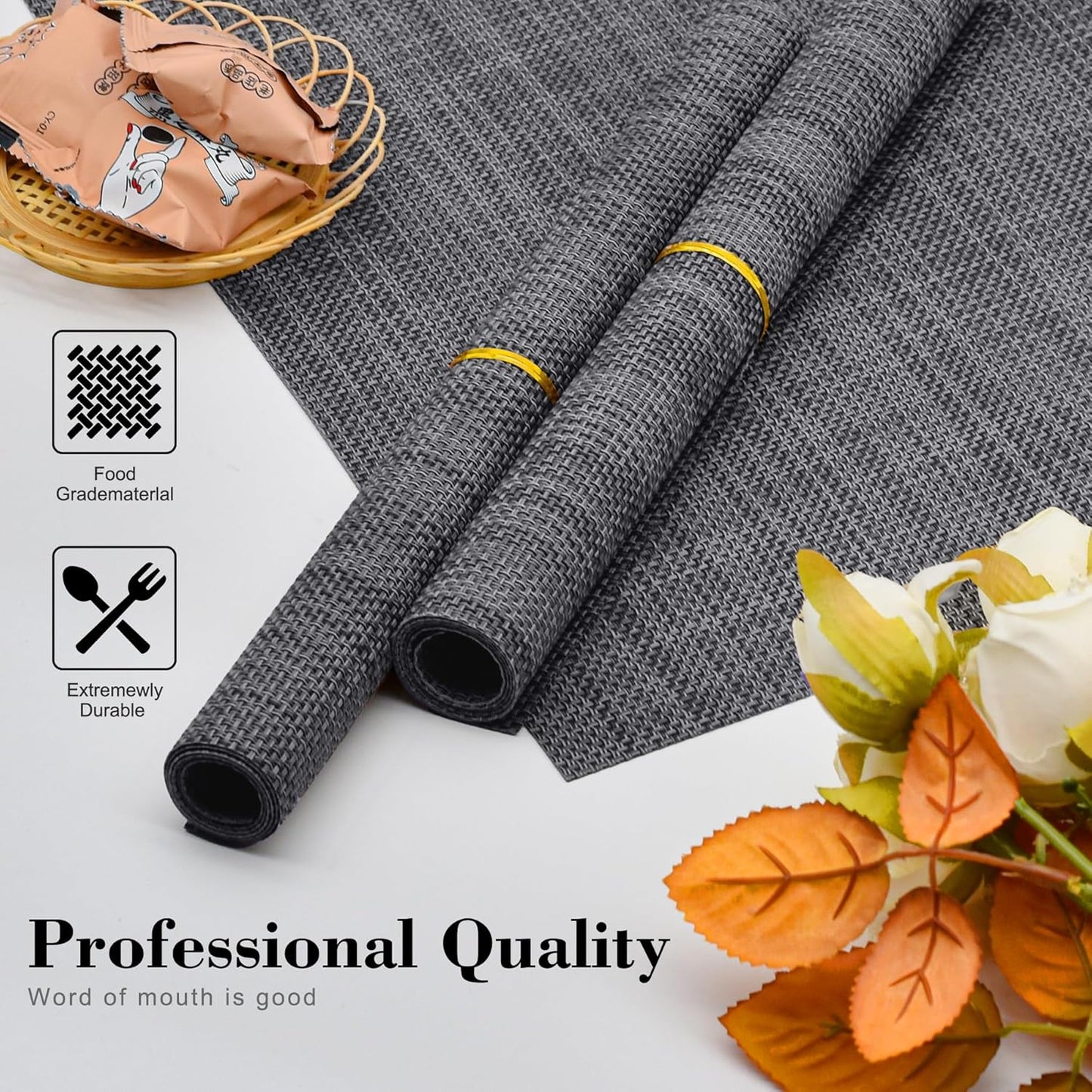 CADONO Placemats Set of 4 Washable Indoor/Outdoor Vinyl Place Mats for Dining Table Durable