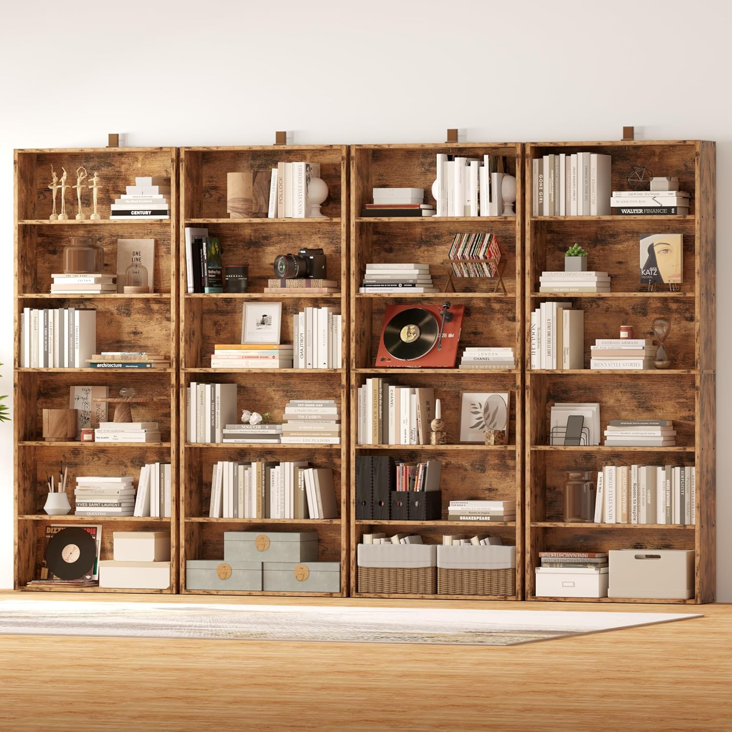 IRONCK Bookshelves and Bookcases Set of 2 Floor Standing 6 Tiers Display Storage Shelves 70 in Tall