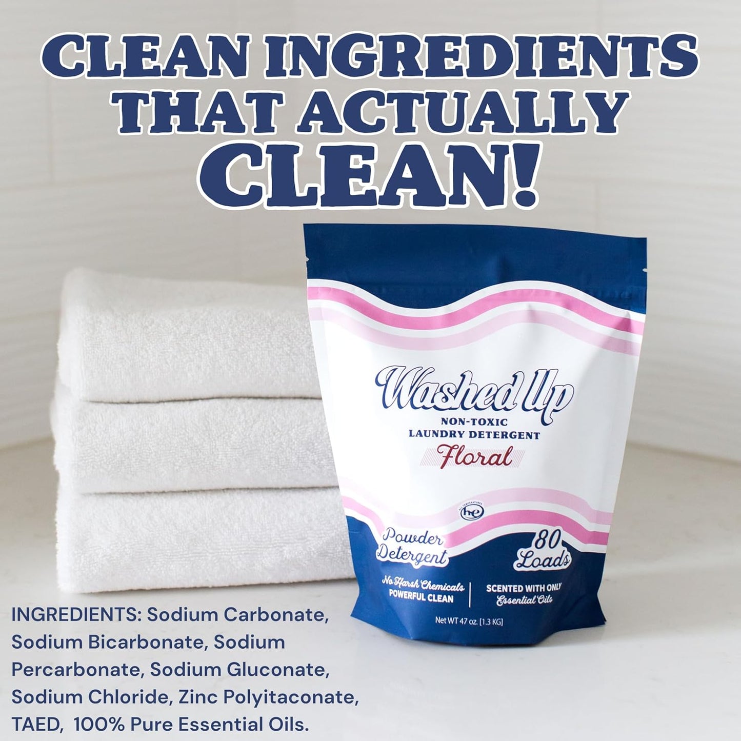 Floral Laundry Detergent Powder | Only 100% Pure Essential Oils | Safe for Sensitive Groups |
