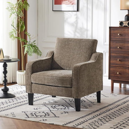 VINGLI Accent Chair for Living Room Chairs Light Brown Reading Chair for Bedroom Scooped Arm Chair